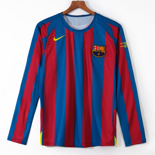 Maillot Barcelone Rétro - 2005-2006 Domicile Manches Longues