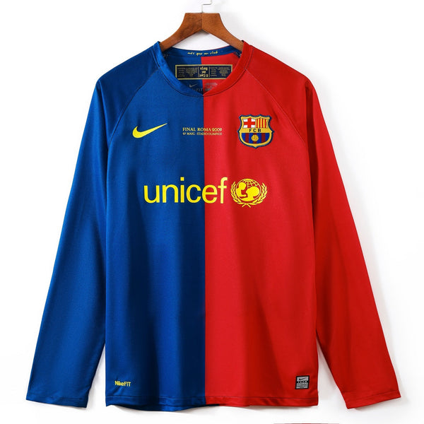Maillot Barcelone Rétro - 2008-2009 Domicile Manches Longues