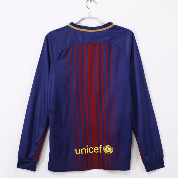 Maillot Barcelone Rétro - 2017-2018 Domicile Manches Longues