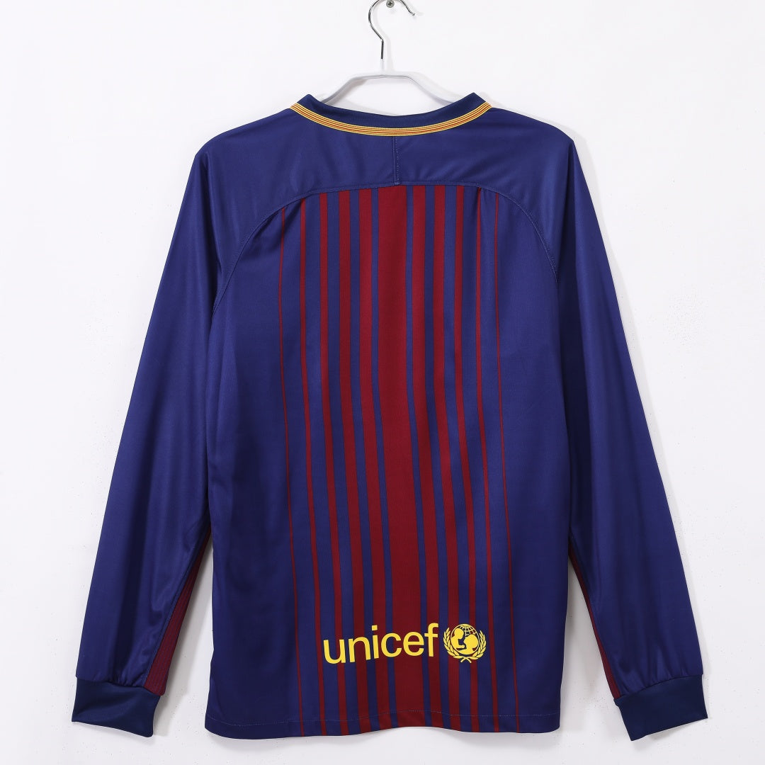 Maillot Barcelone Rétro - 2017-2018 Domicile Manches Longues