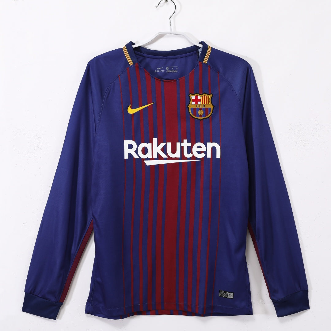 Maillot Barcelone Rétro - 2017-2018 Domicile Manches Longues