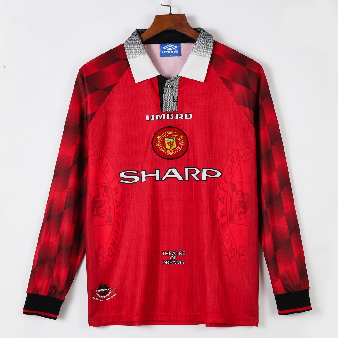 Maillot Manchester United maillot - 1996-1997 Domicile Retro Manches Longues
